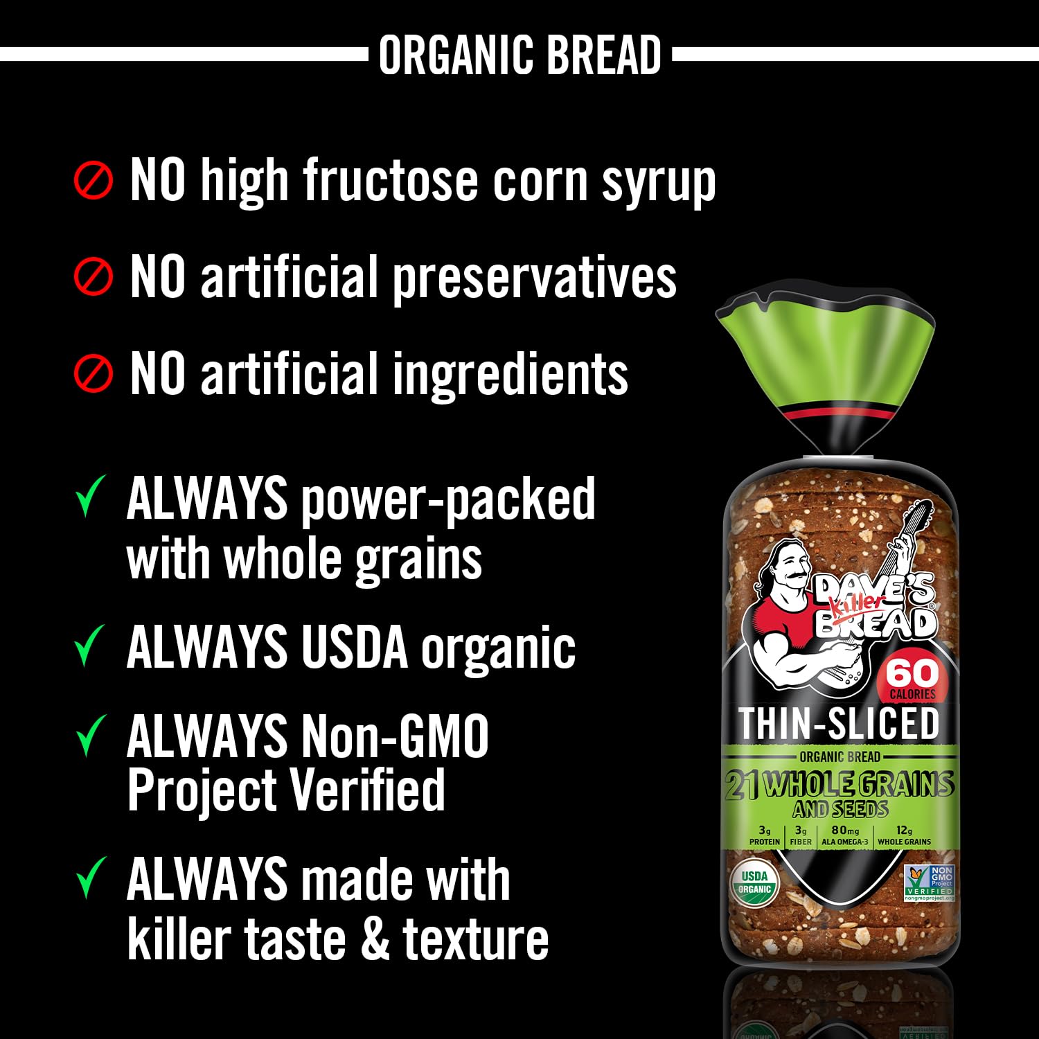 Top Rated Dave's Killer Bread 21 Whole Grains & Seeds Thin-Sliced Organic Whole Grain Bread, 20.5 oz Loaf
