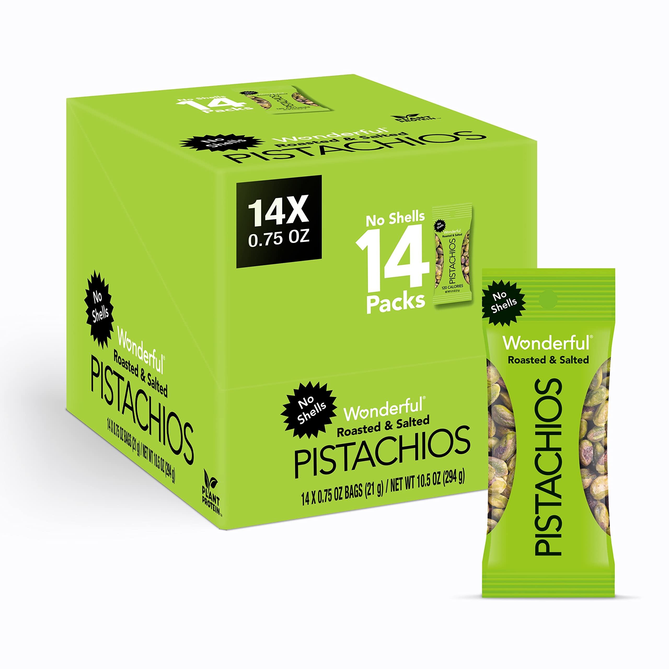 Top Rated Wonderful Pistachios No Shells, Roasted & Salted, 0.75 Oz (Pack of 9) | Protein Snacks, Gluten Free, Individually Wrapped, On-the-Go, Savory Office, Lunch